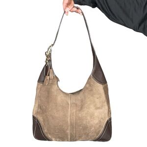 Vintage brown suede leather Coach bag.